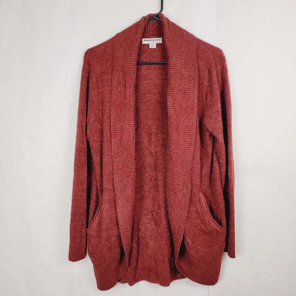 Barefoot Dreams brown cardigan shawl collar open front size small Comfycore